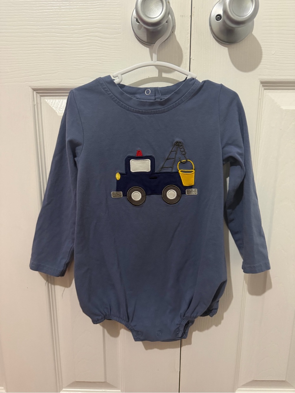 Abby & Evie Navy Blue Tow Truck Long-Sleeve Bodysuit